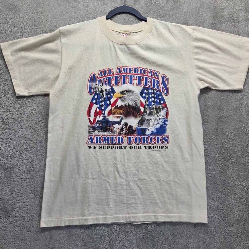 Vintage‎ Booz All American Outfitters T-Shirt Mens Large Patriotic Single Stitch